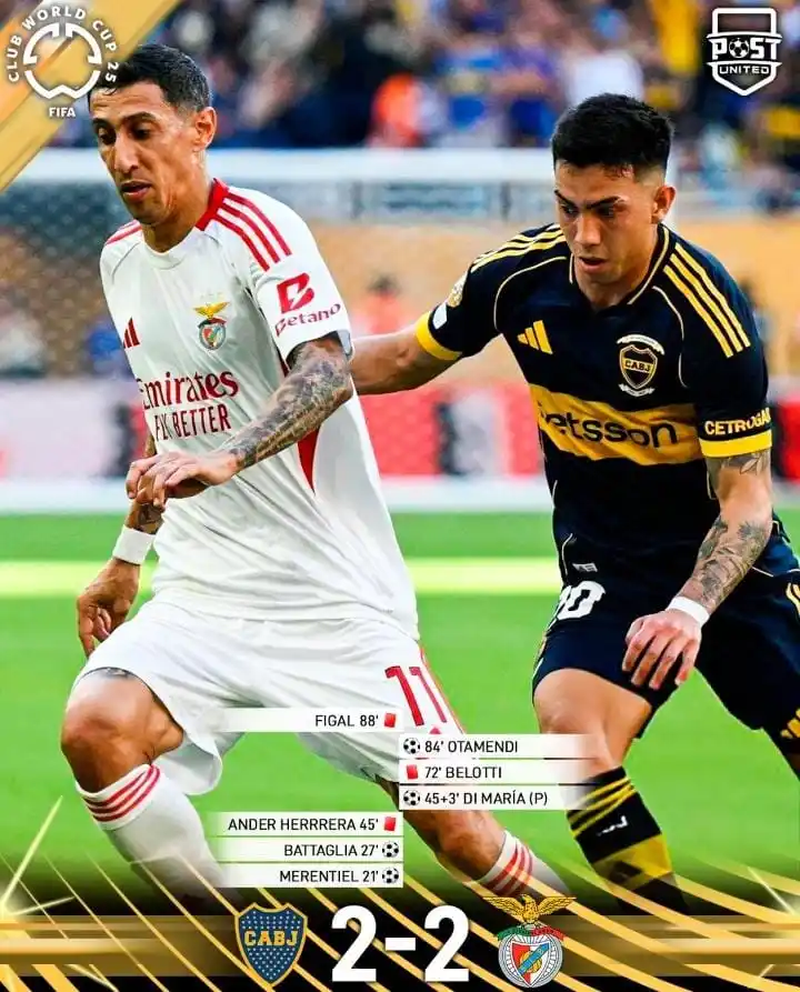 Image from *TODO EL FÚTBOL DEL MUNDO*⚽🏆🌍: *MUNDIAL DE CLUBES* *BOCA JUNIORS VS SL BENFICA* 💙💛Empezó el Día 3 d...