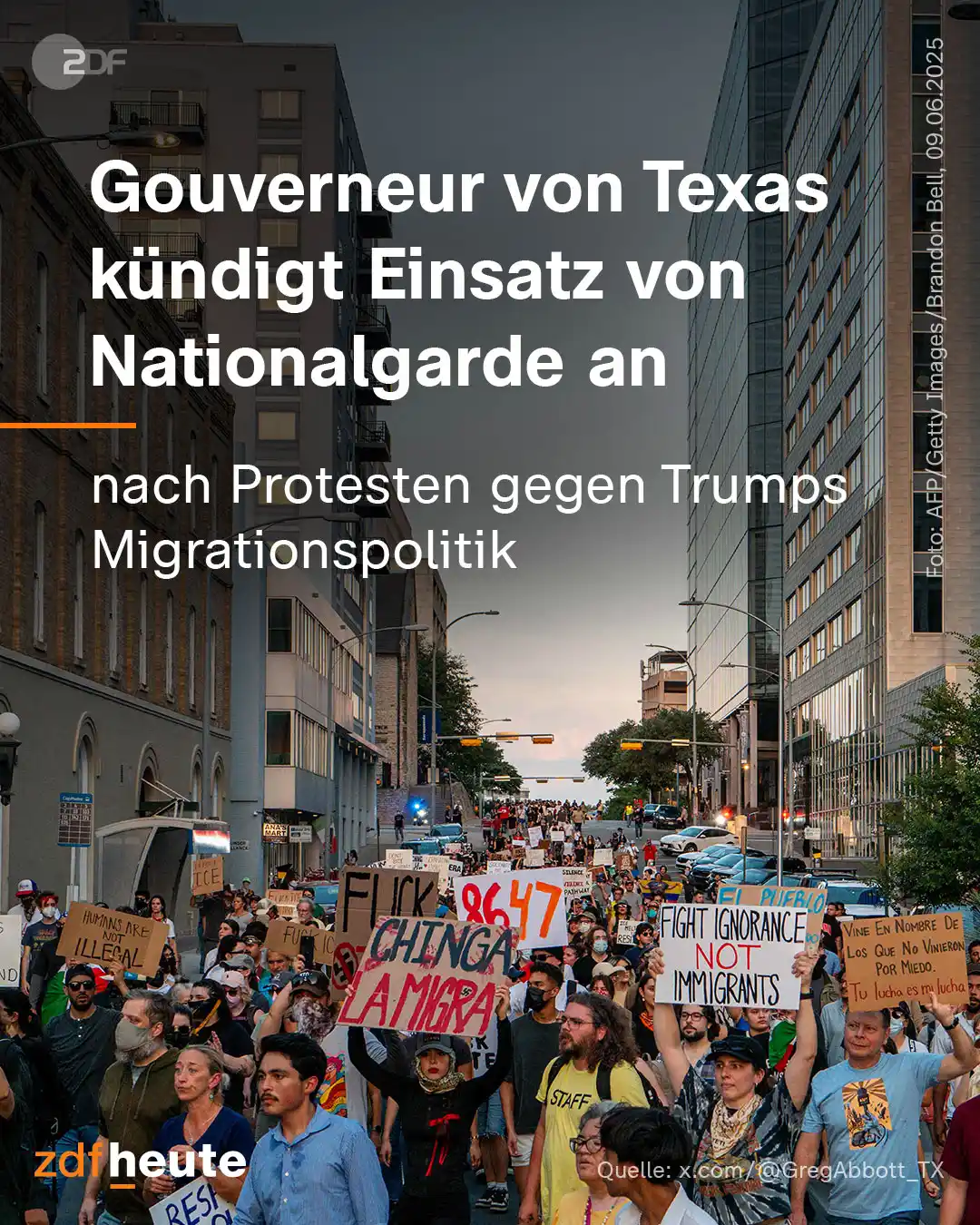 Image from ZDFheute: 🟠 *Nach Protesten: Texas kündigt Einsatz von Nationalgarde an* Der US...