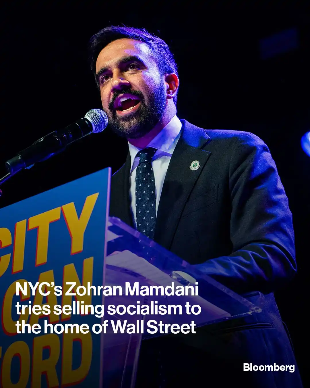 Image from Bloomberg News: NYC mayoral candidate Zohran Mamdani is leaning on a socialist campaig...