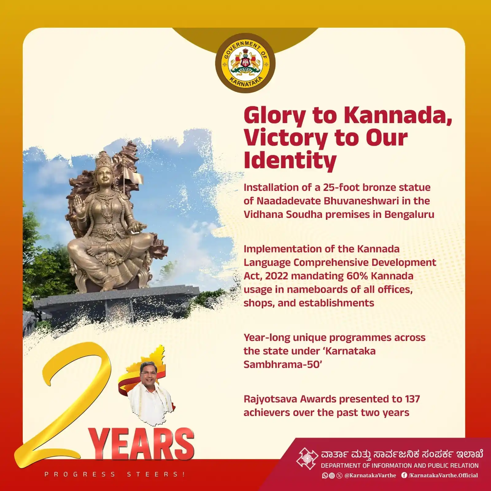 Image from Chief Minister Of Karnataka: Our language. Our pride. Our identity.  From honoring Naadadevate Bhuv...