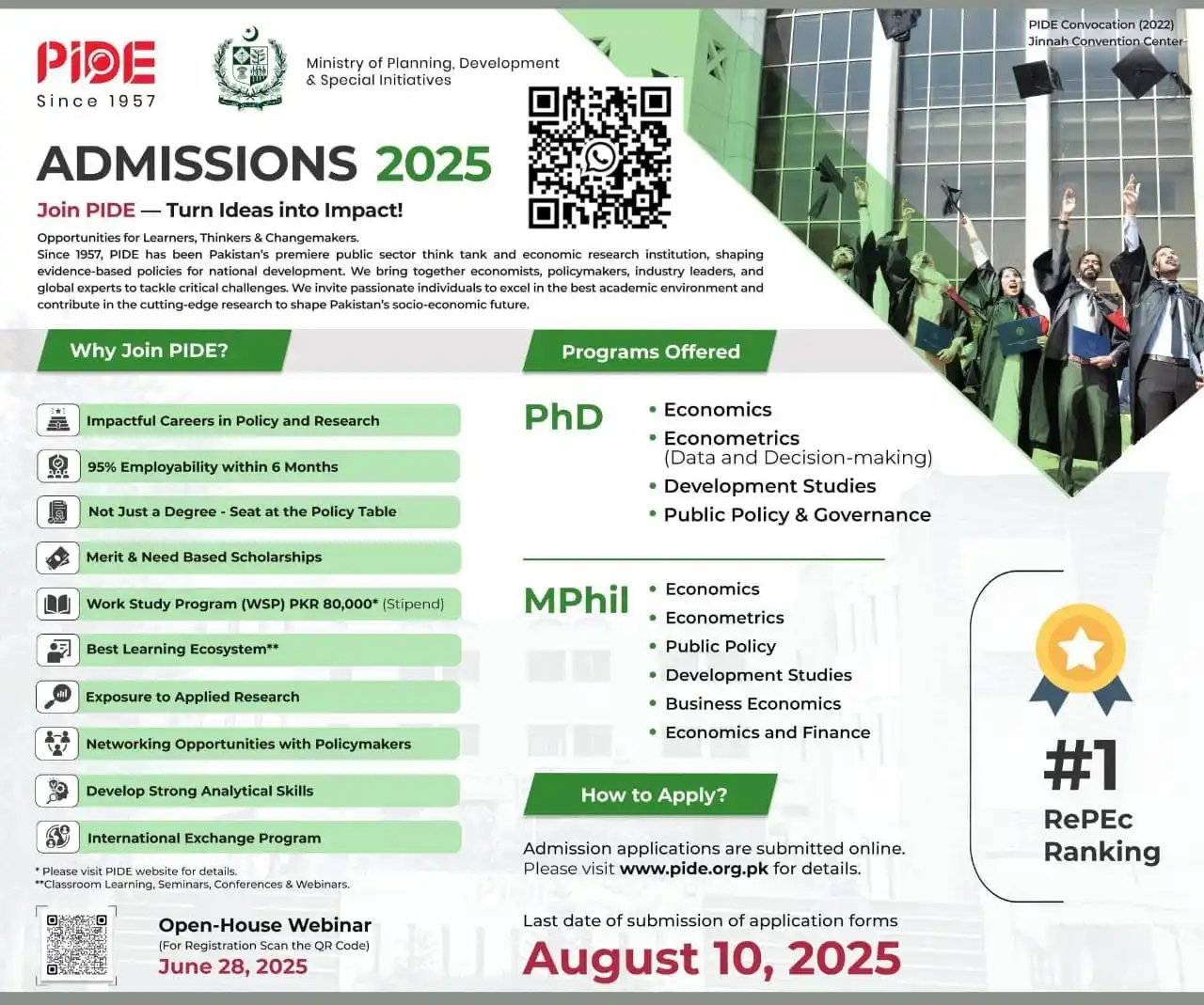 Image from University Guide Pakistan (OFFICIAL) 🇵🇰 🎓: *Pakistan Institute of Development Economics (PIDE), Islamabad* PhD & ...
