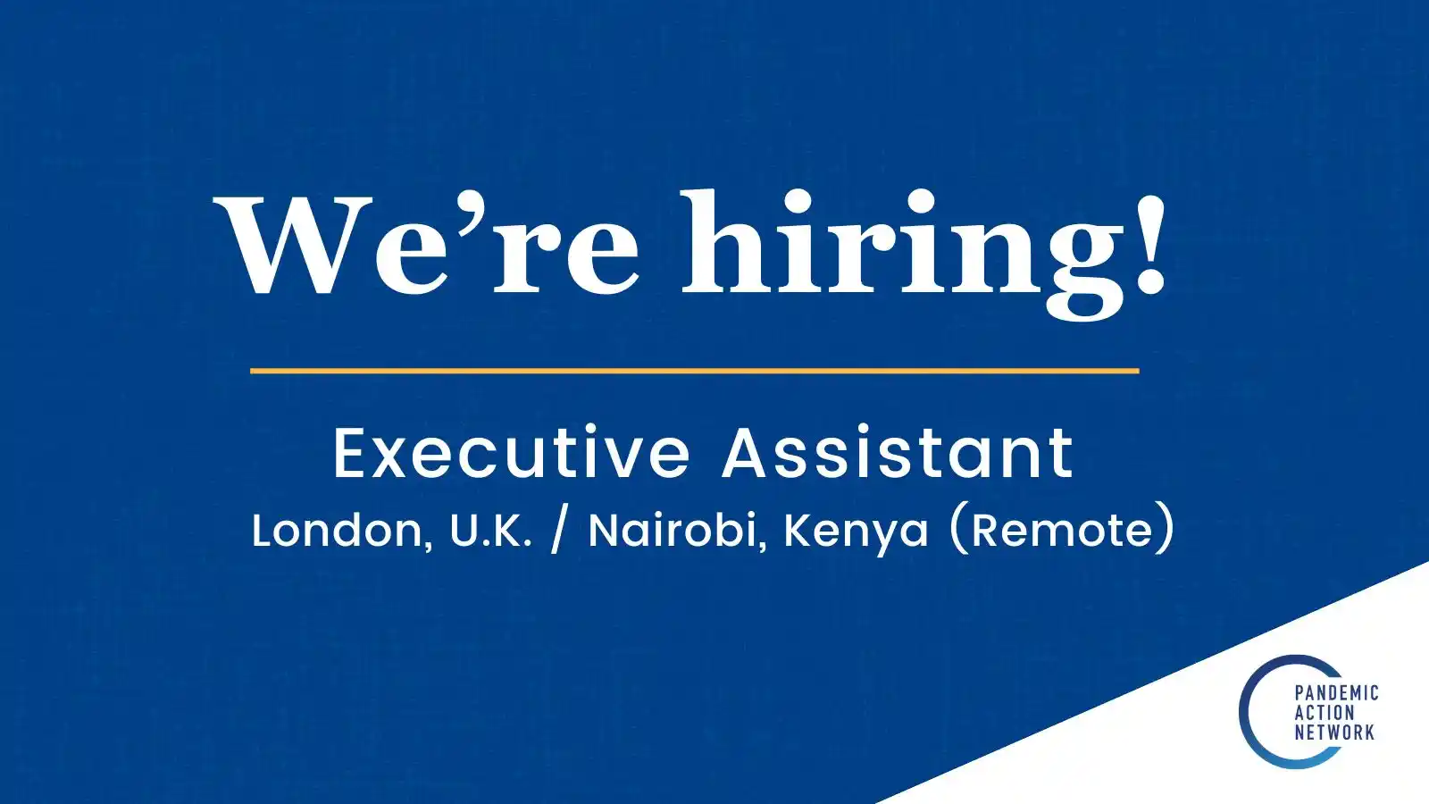 Image from OPENed CAREER | Jobs & Internships in Kenya: Pandemic Action Network is looking for an experienced Executive Assist...