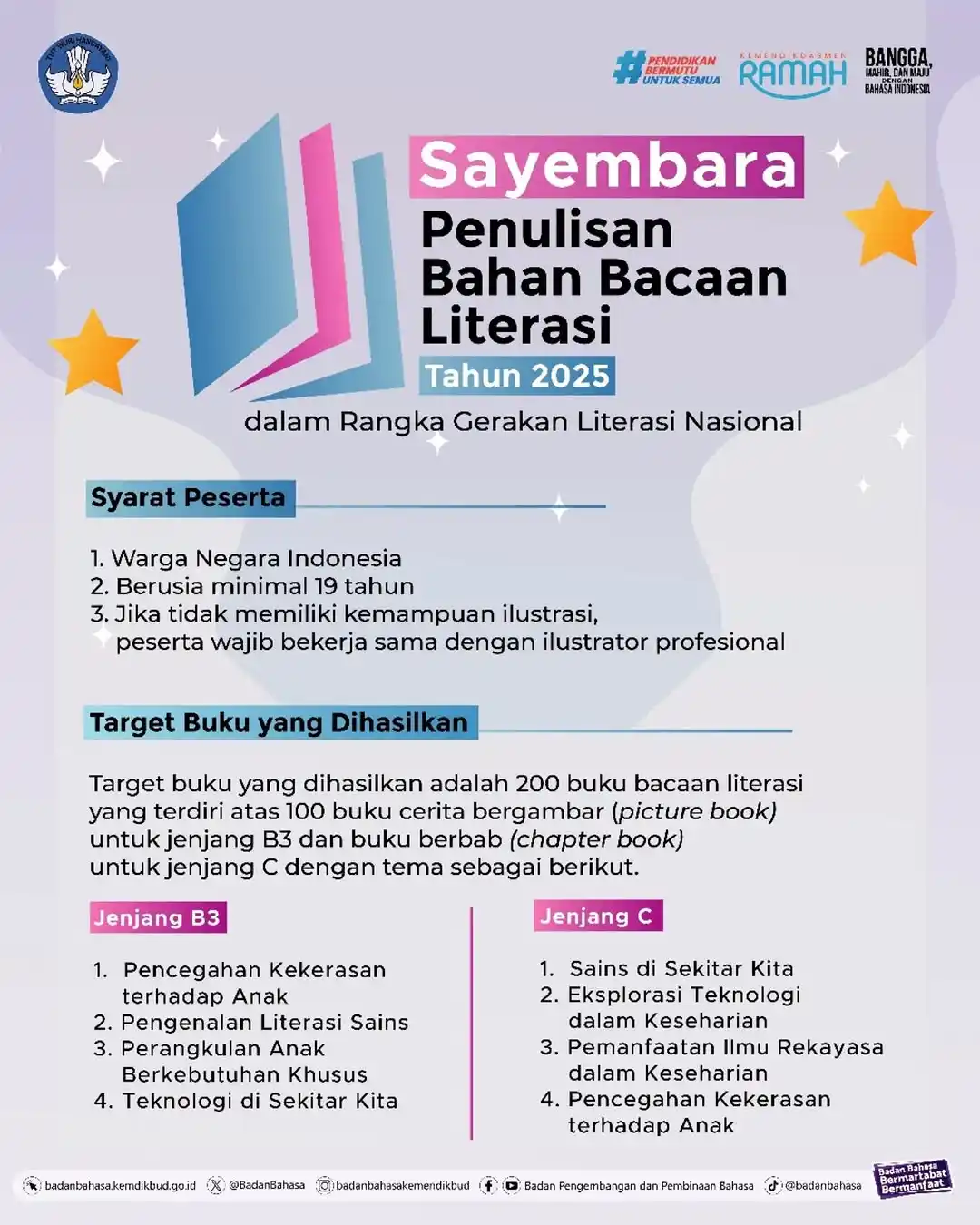 Image from Info Lomba: Sayembara Menulis Bahan Bacaan Nasional 2025, Gratis 🆓 🆓 ✅  . . . . ...