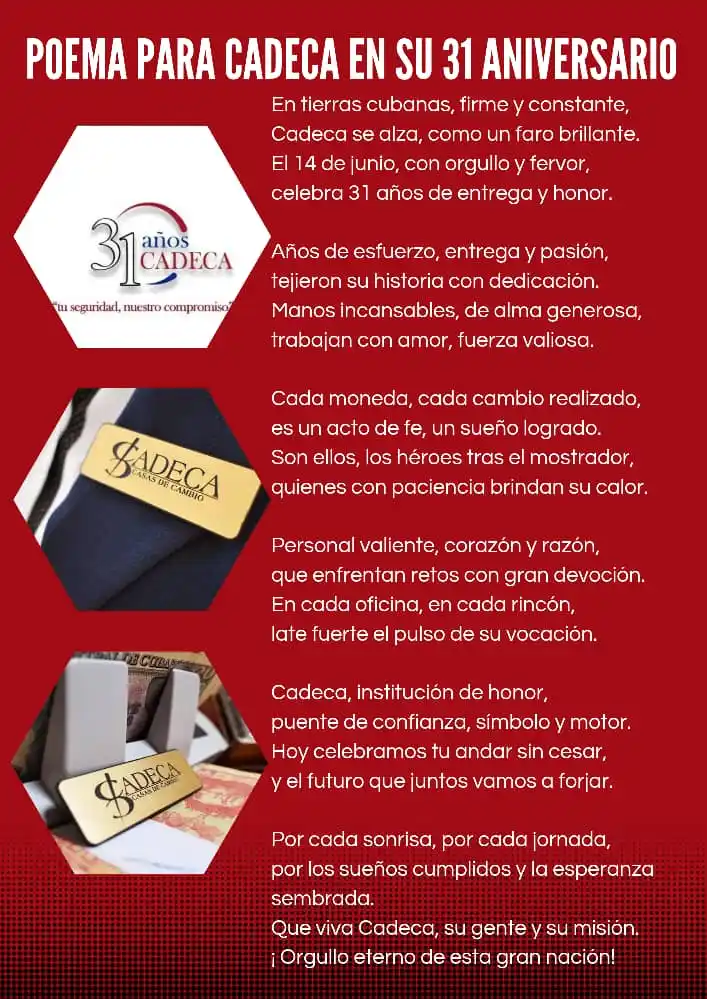 Image from CADECA-Casas De Cambio: ❗Seguimos de aniversario ‼️ les comparto un poema que refleja el espí...