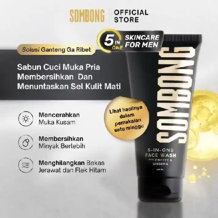 Image from Racun Shopee ♥: SOMBONG 5-in-1 Face Wash With Coffee & Ginseng Sabun Pembersih Wajah P...