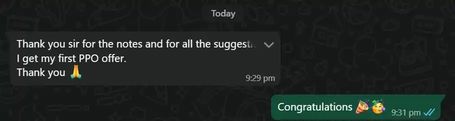 Image from Your Engineering Friend - Avinash Singh: Some messages just make your whole day. Helping someone land their fir...