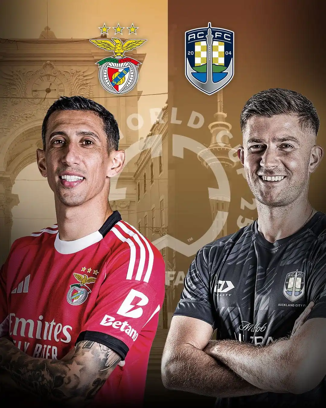 Image from DL esporte: 🔥🤔 *TEREMOS OUTRA GOLEADA?* *Benfica* e *Auckland City* se enfrenta...