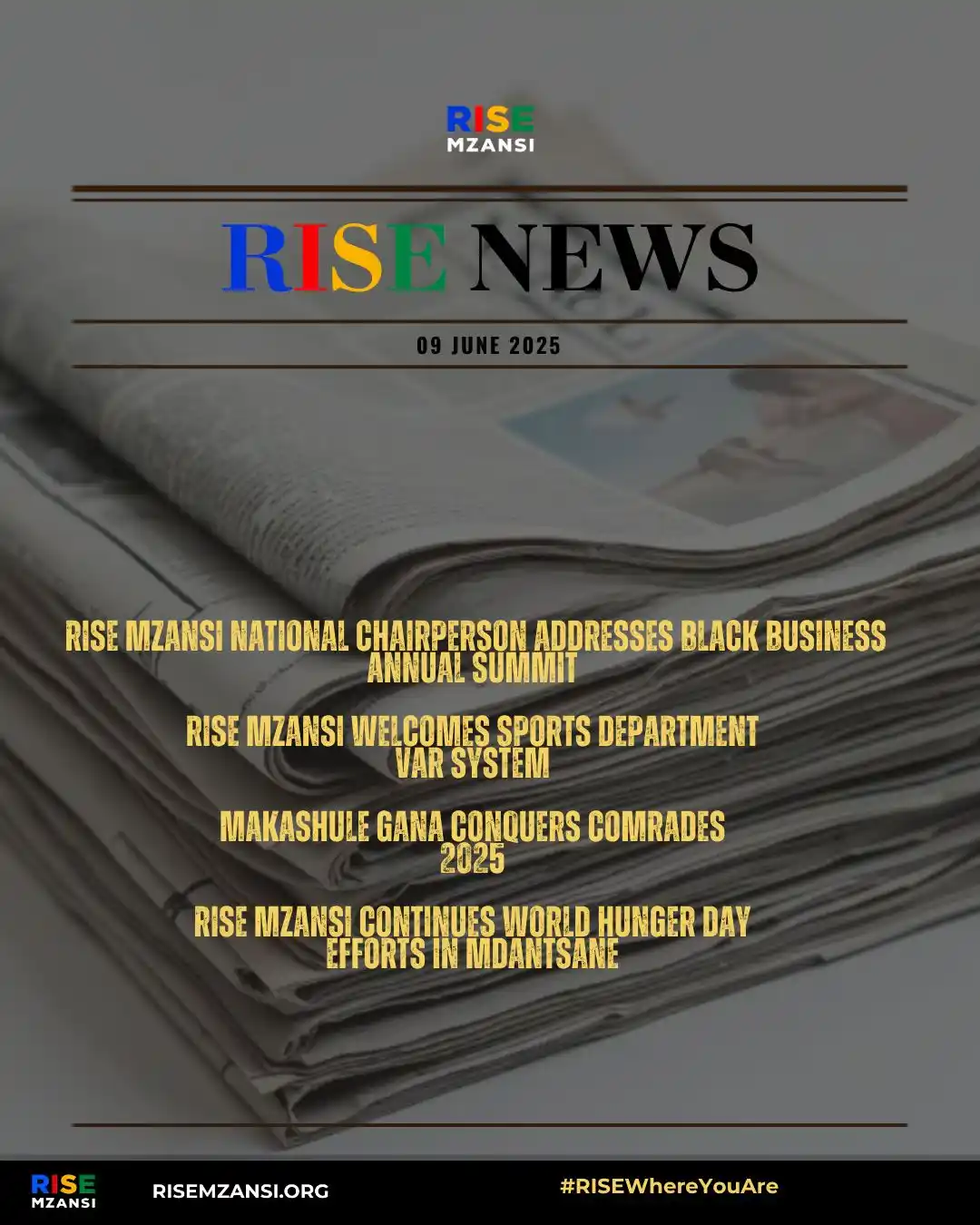Image from RISE Mzansi: This Week on RISE News:   - RISE Mzansi National Chairperson addresses...