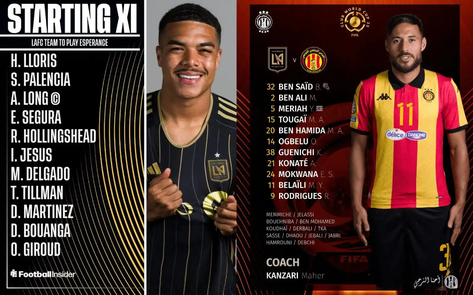 Image from DL esporte: 🇺🇲 LAFC 🆚 Esperance 🇹🇳 🕥 19h00 📺 Sportv, CazéTV e DAZN 🏟 Geodi...