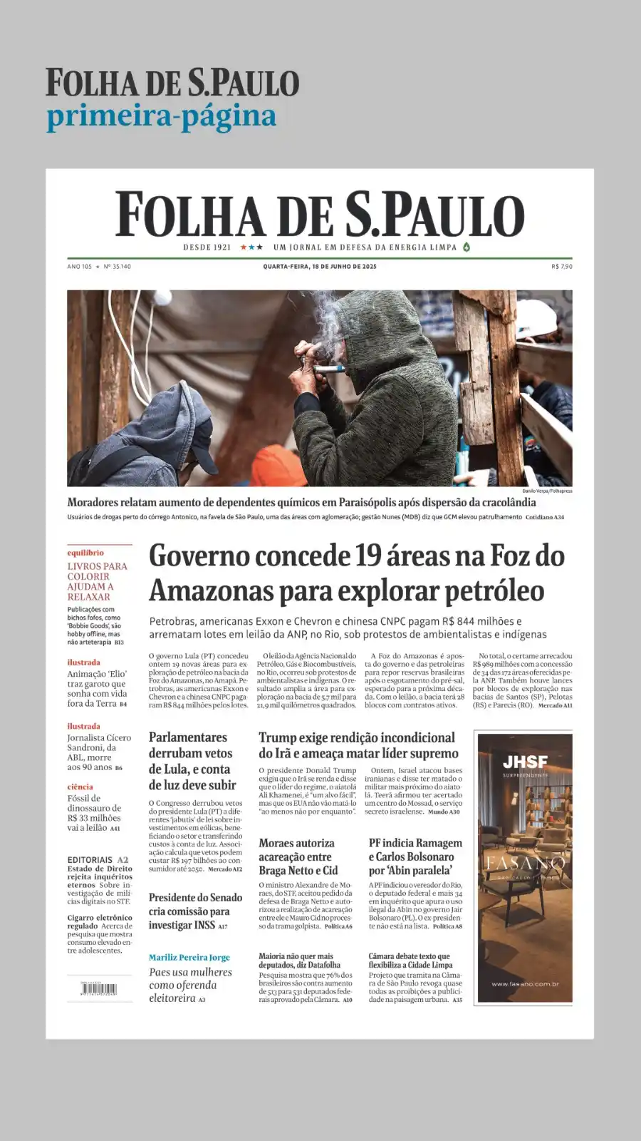 Image from Folha de S. Paulo | Notícias de hoje do Brasil e do mundo: 📰 Veja a capa da *folha* desta quarta-feira (18). 📲 Leia a edição di...