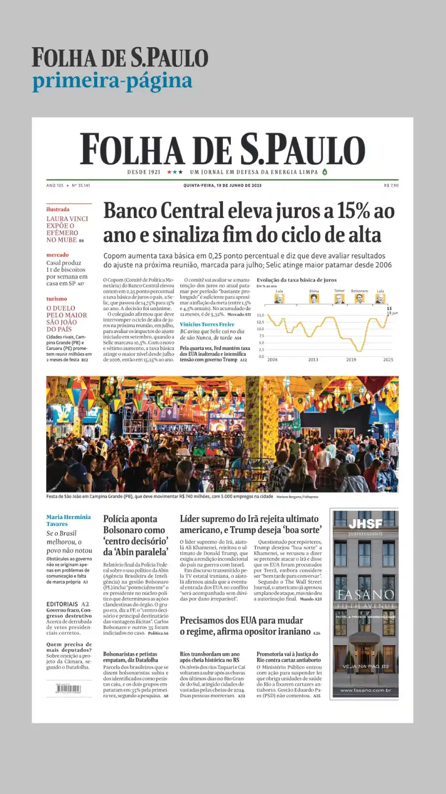Image from Folha de S. Paulo | Notícias de hoje do Brasil e do mundo: 📰 Veja a capa da *Folha* desta quinta-feira (19). 📲 Leia a edição di...