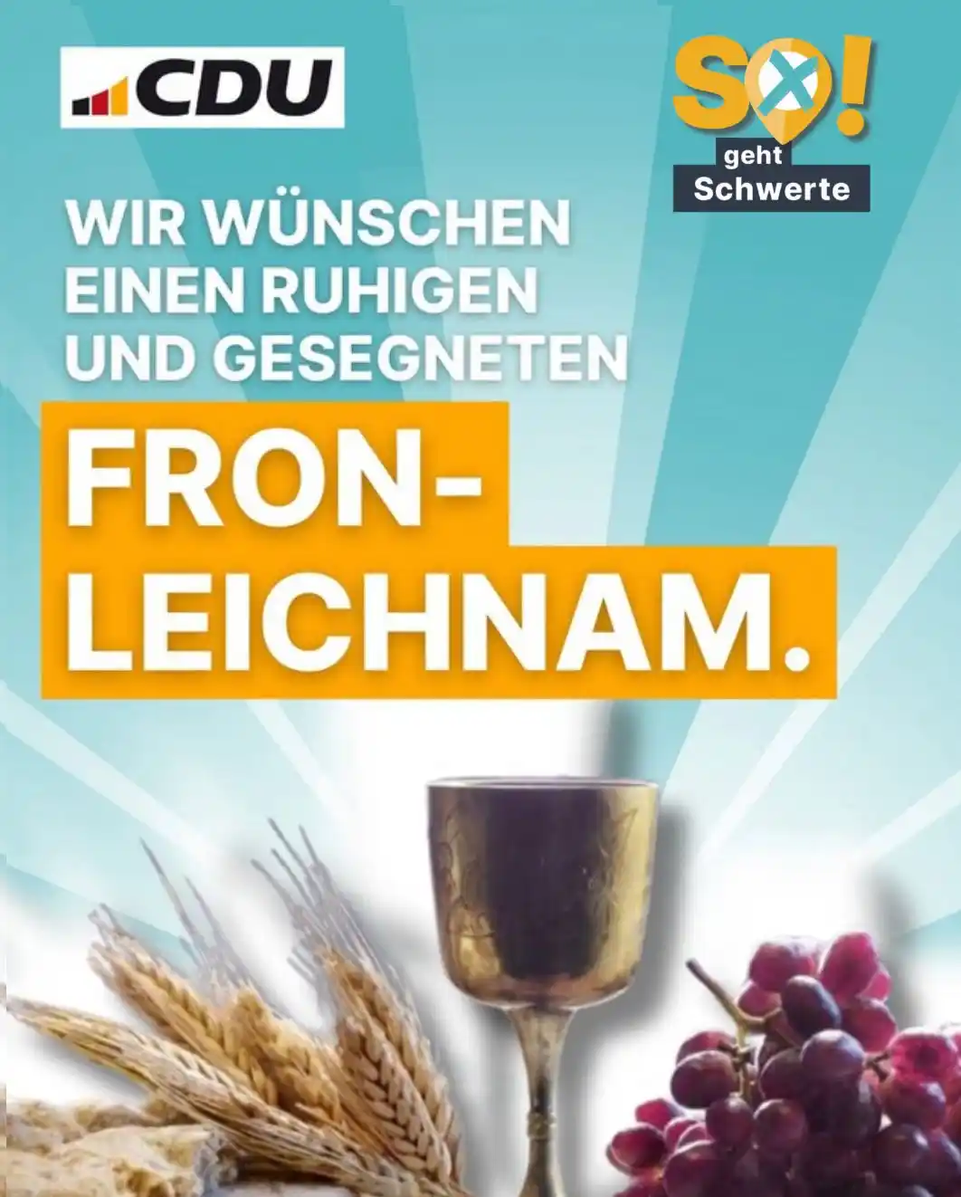 Image from CDU Schwerte: 🙏 Wir wünschen Euch einen gesegneten Feiertag. Fronleichnam ist das F...