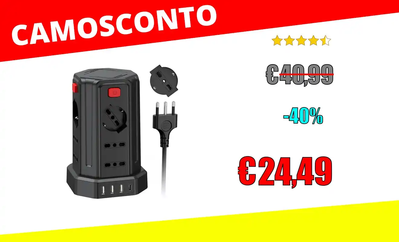 Image from OfferteSconto: *2 Metro Ciabatta Elettrica Multipresa con 12 Prese Universali 10/16A ...