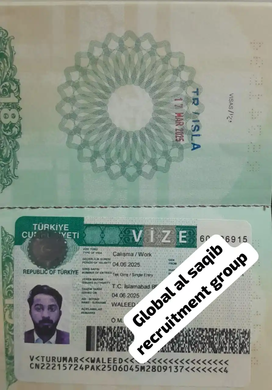 Image from Global Al Saqib Recruitment Group: *Alhamdulillah Another Turkish  🇹🇷 Visa stamped*   *Join our WhatsAp...