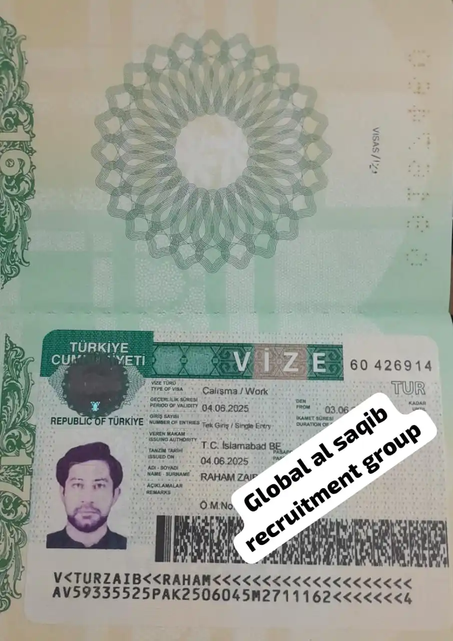 Image from Global Al Saqib Recruitment Group: *Alhamdulillah Another Turkish  🇹🇷 Visa stamped*   *Join our WhatsAp...