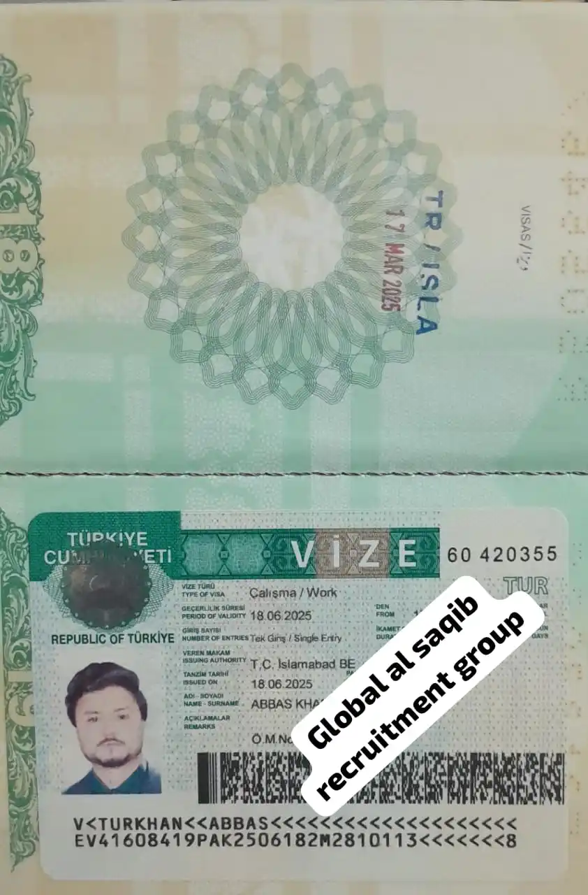 Image from Global Al Saqib Recruitment Group: *Alhamdulillah Another Turkish  🇹🇷 Visa stamped*   *Join our WhatsAp...