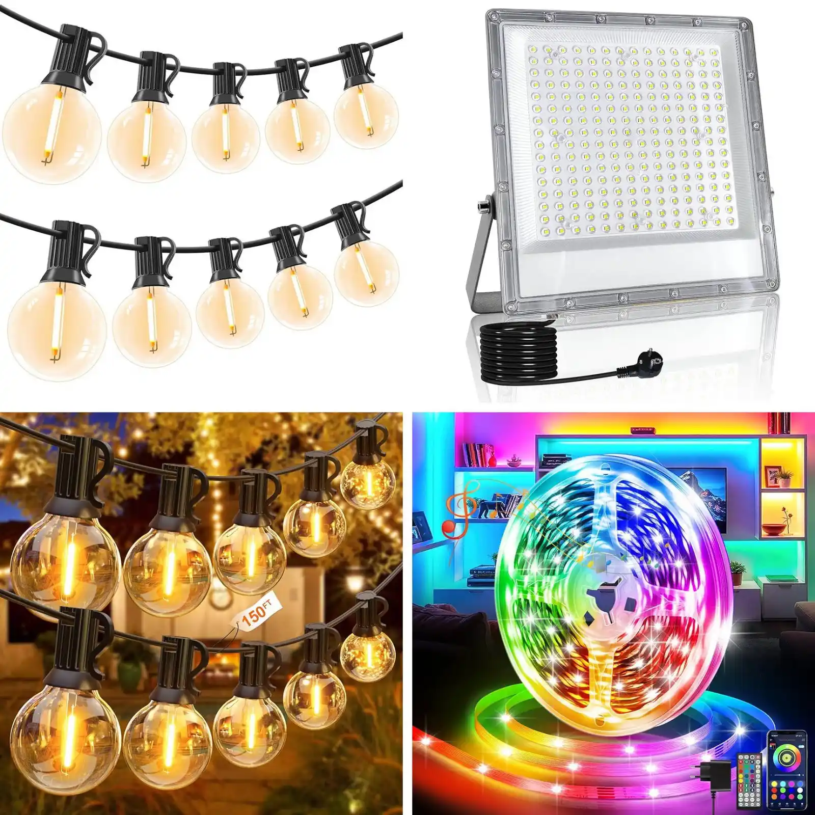 Image from OfferteSconto: *Catena Luminosa Esterno - 15M / 50FT Luci da Esterno Impermeabile LED...