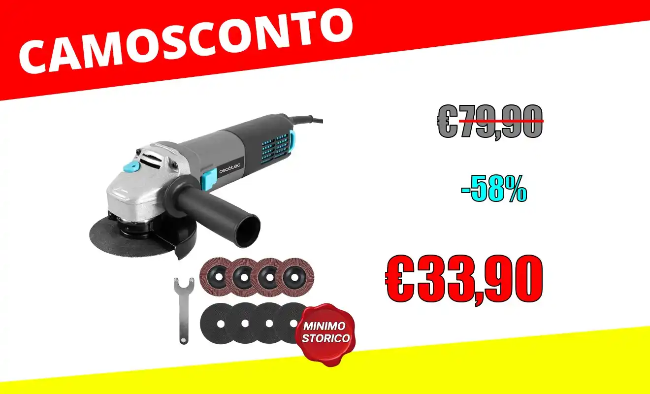 Image from OfferteSconto: *Cecotec Smerigliatrice Angolare a Filo RadialPower 1000 Filtra. 1000W...