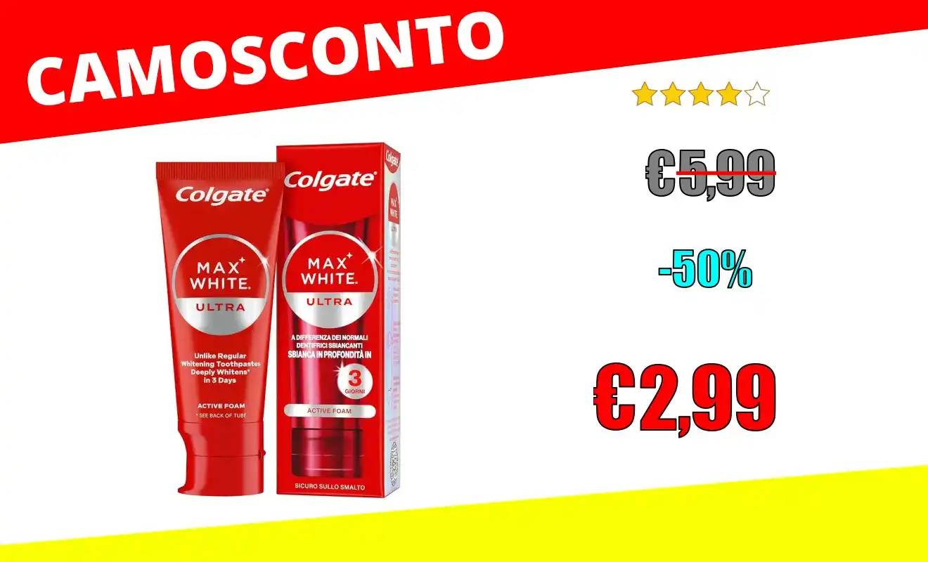 Image from OfferteSconto: *Colgate Dentifricio Sbiancante Max White Ultra Active Foam 50 ml I De...