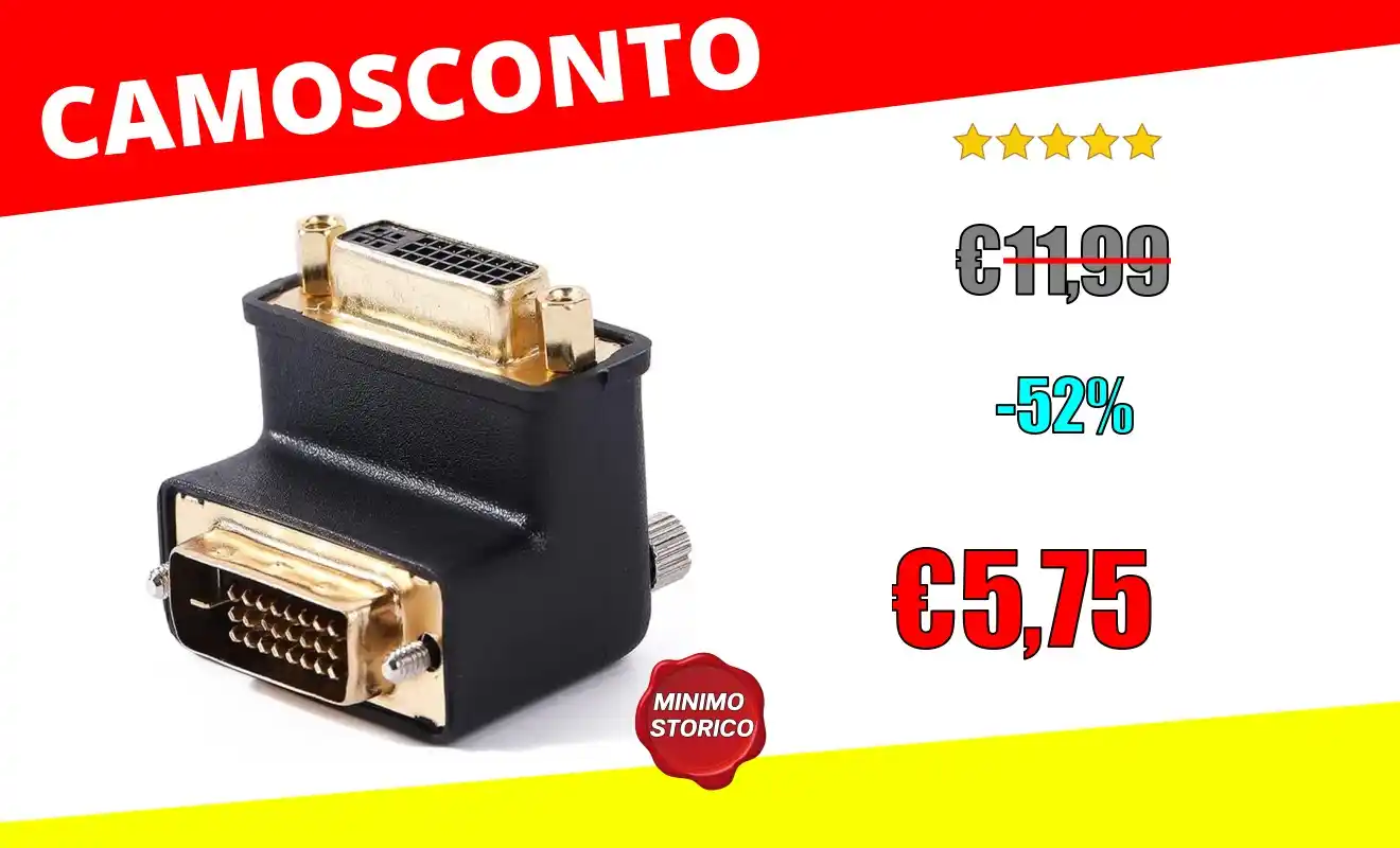 Image from OfferteSconto: *DTech DVI-I femmina a DVI-D maschio ad angolo retto adattatore DVI co...