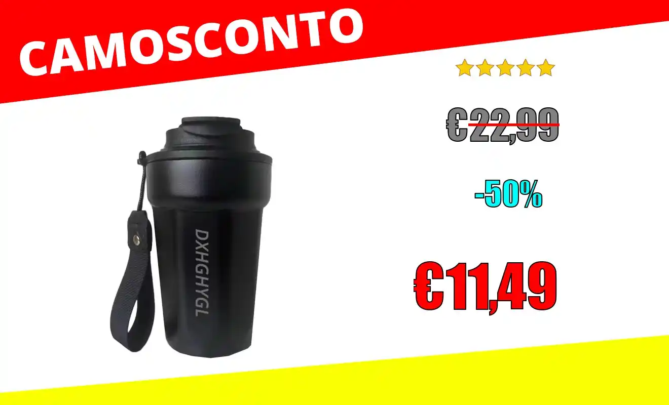 Image from OfferteSconto: *DXHGHYGL Termos Caffè,450ML 16oz Bicchiere Termico con Coperchio Cord...