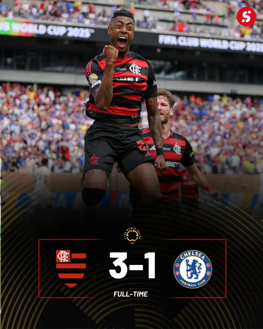 Image from SportyBet : Full Time: Flamengo 3-1 Chelsea   Flamengo came back from 0-1 to win 3...