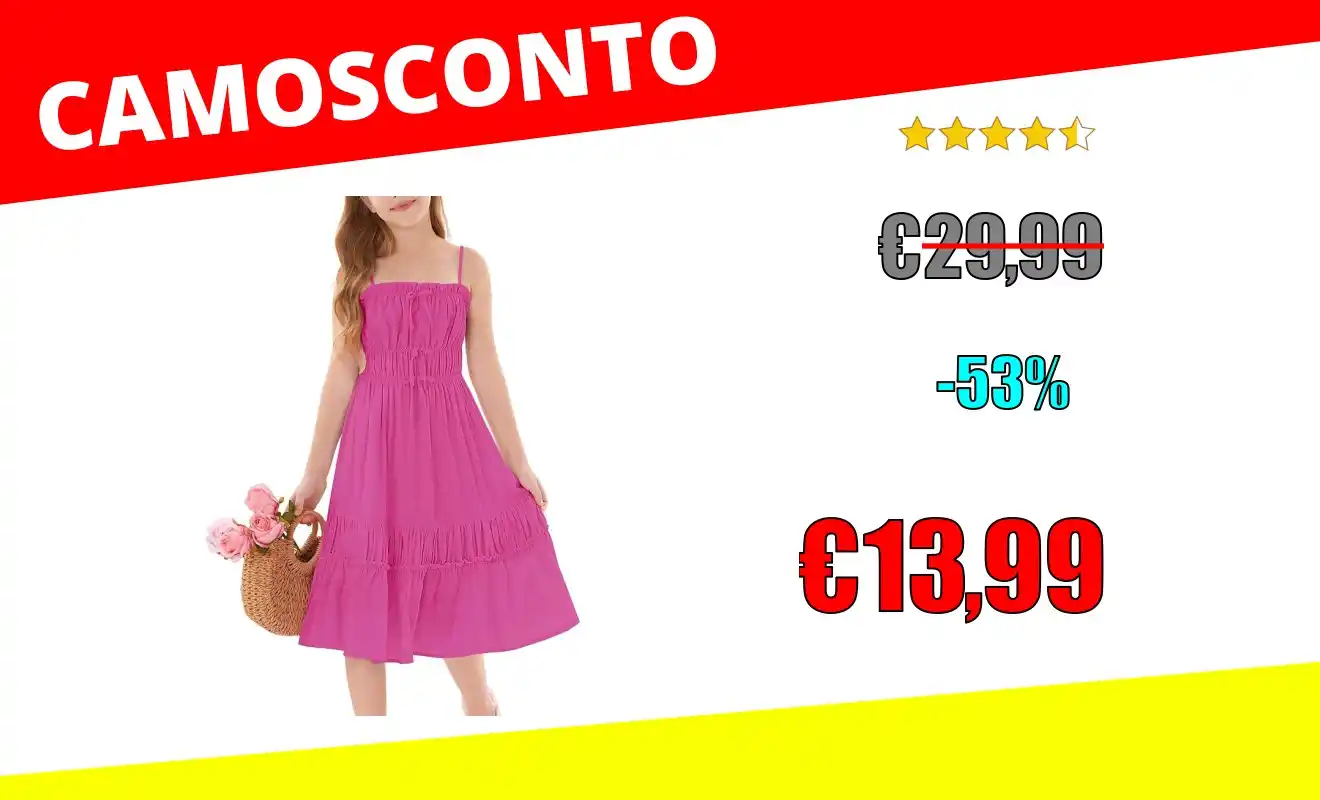 Image from OfferteSconto: *GRACE KARIN Ragazze Casual Spaghetti Strap A-Line Tiered Dress Estate...