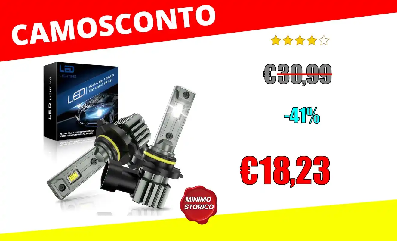 Image from OfferteSconto: *JOSHF Lampadina HB3 Led Faro Auto, Super Luminosità CSP 18000LM 6500K...