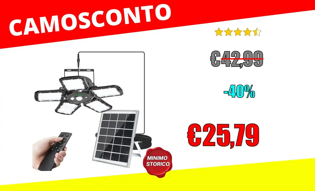 Image from OfferteSconto: *Lampada a Sospensione Solare Con Telecomando, 160 LED 1200LM Lampada ...