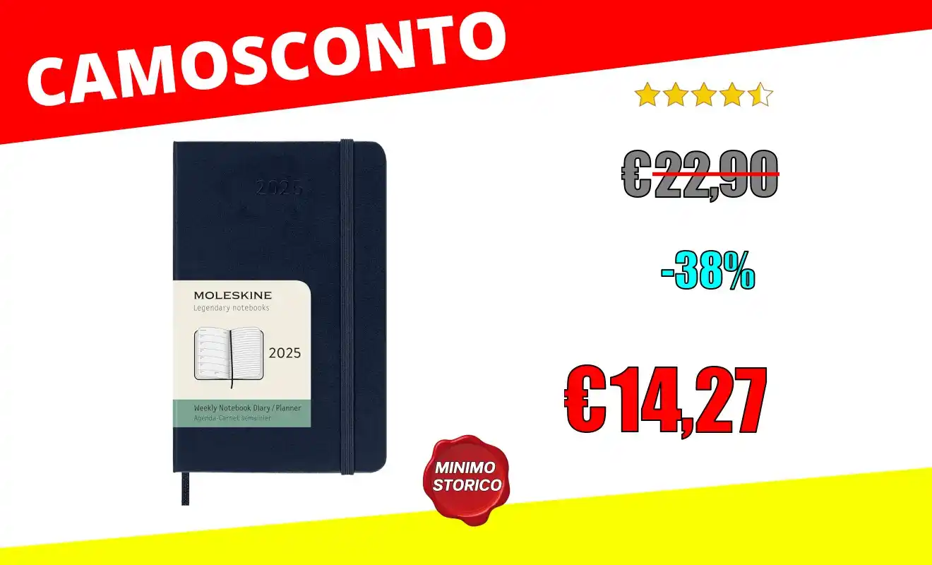 Image from OfferteSconto: *Moleskine Weekly Planner, Agenda Settimanale con Spazio per Note 12 M...