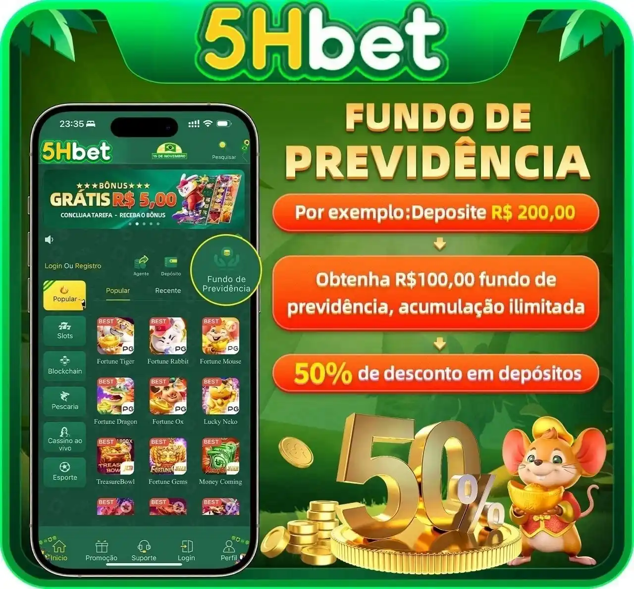 Image from 5Hbet | Canal Oficial: ✨Passos e tutoriais para receber fundo de previdência✨ etapa: 💵. Faça...