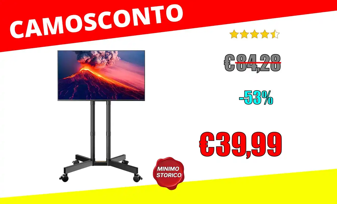 Image from OfferteSconto: *PERLEGEAR Supporto TV da Pavimento Porta TV con Ruote Carrello per Sc...