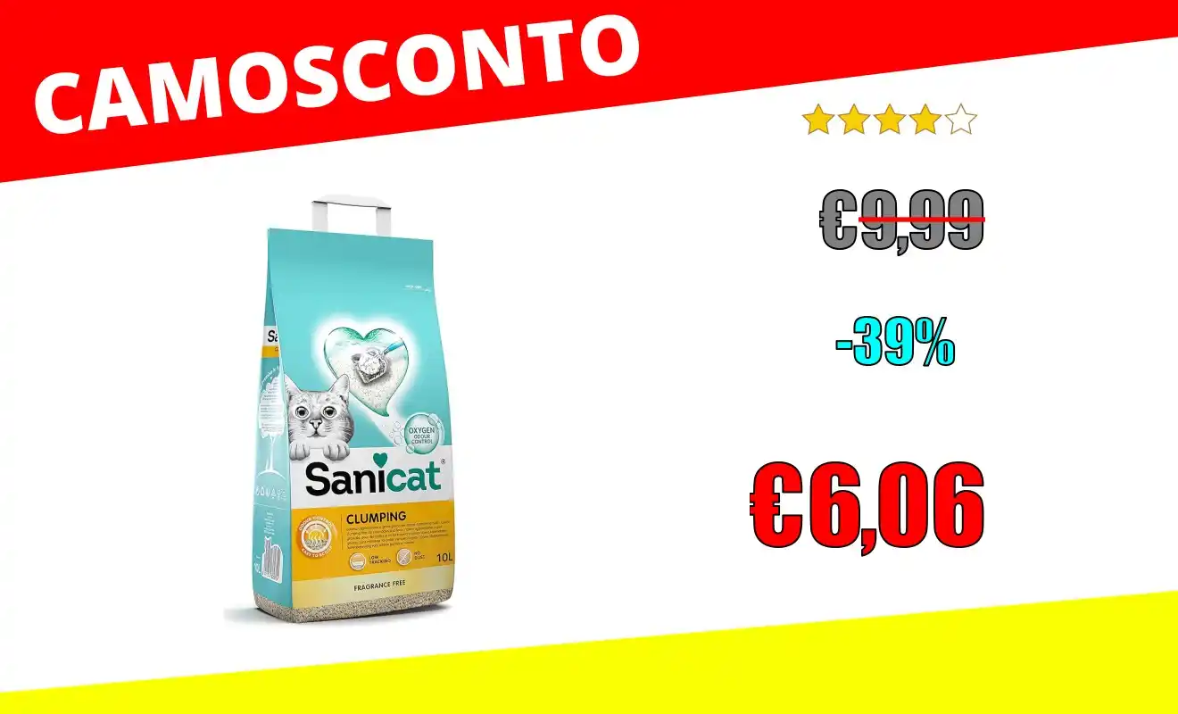 Image from OfferteSconto: *Sanicat - Lettiera per gatti agglomerante senza profumo | A base di m...