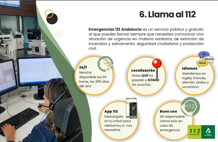 Image from EMA 112. Agencia de Emergencias de Andalucía (EMA): Siempre que nos necesites estamos al otro lado de la línea 1-1-2 dispu...