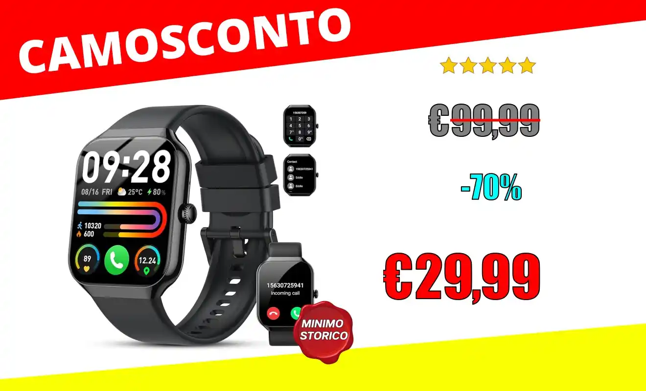 Image from OfferteSconto: *Smartwatch Uomo Donna, 1.96" Orologio Smartwatch con Effettua/Rispost...