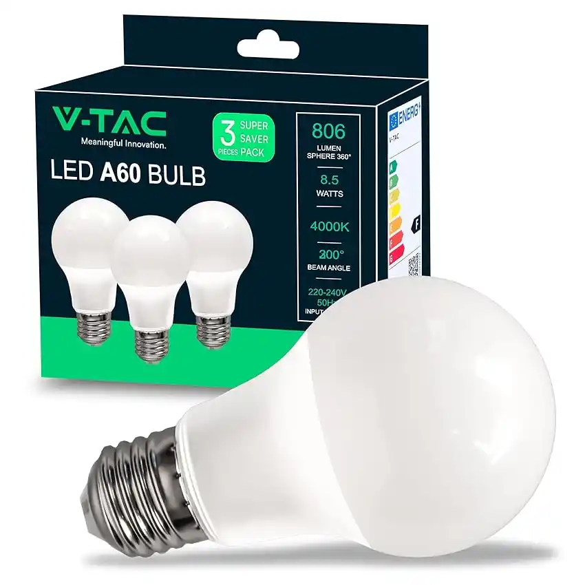 Image from PrezzoFolle: 🛍 _V-TAC Lampadina LED con Attacco E27 8,5W (Equivalenti a 60W) A60 8...