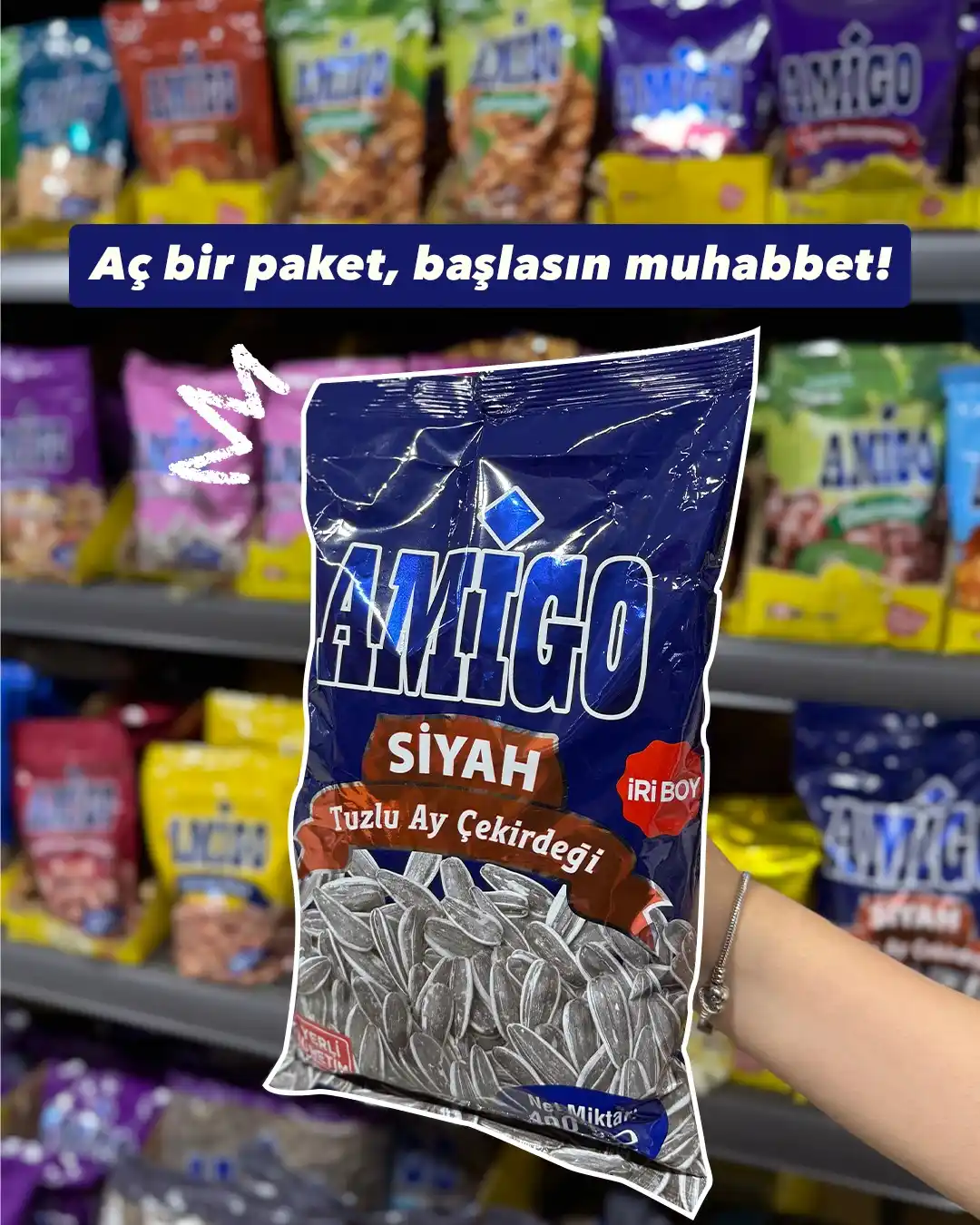 Image from Şok Marketler: Aç bir paket Amigo tuzlu ay çekirdeği, başlasın muhabbet 😍   Mağaza s...
