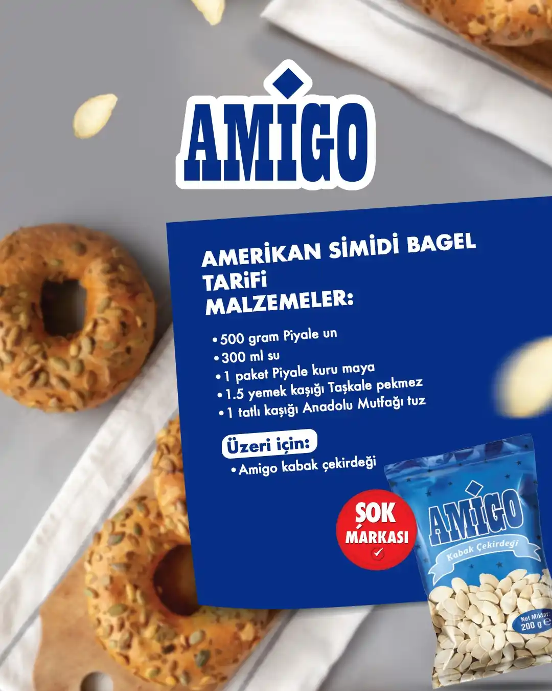 Image from Şok Marketler: Amigo Her Anında Yanında💛  Amigo Kabak Çekirdeği ile hamur işlerini t...