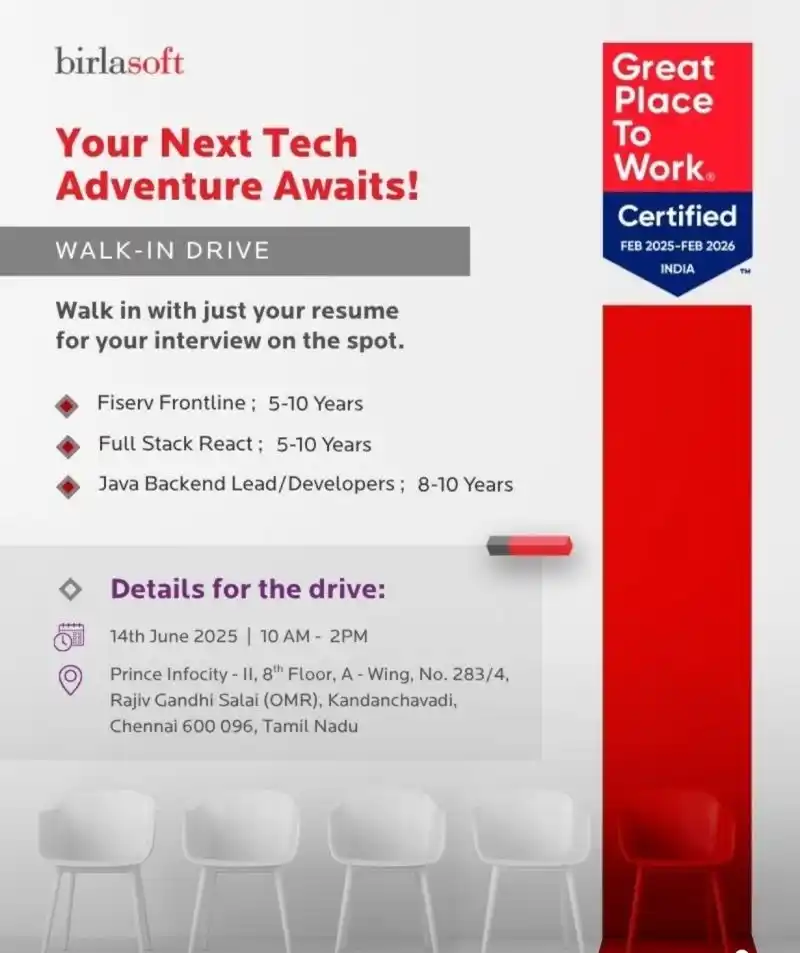 Image from Walk-In Interview Jobs & Careers: Build What’s Next – Join Our Walk-in Drive Looking to make a meaningf...