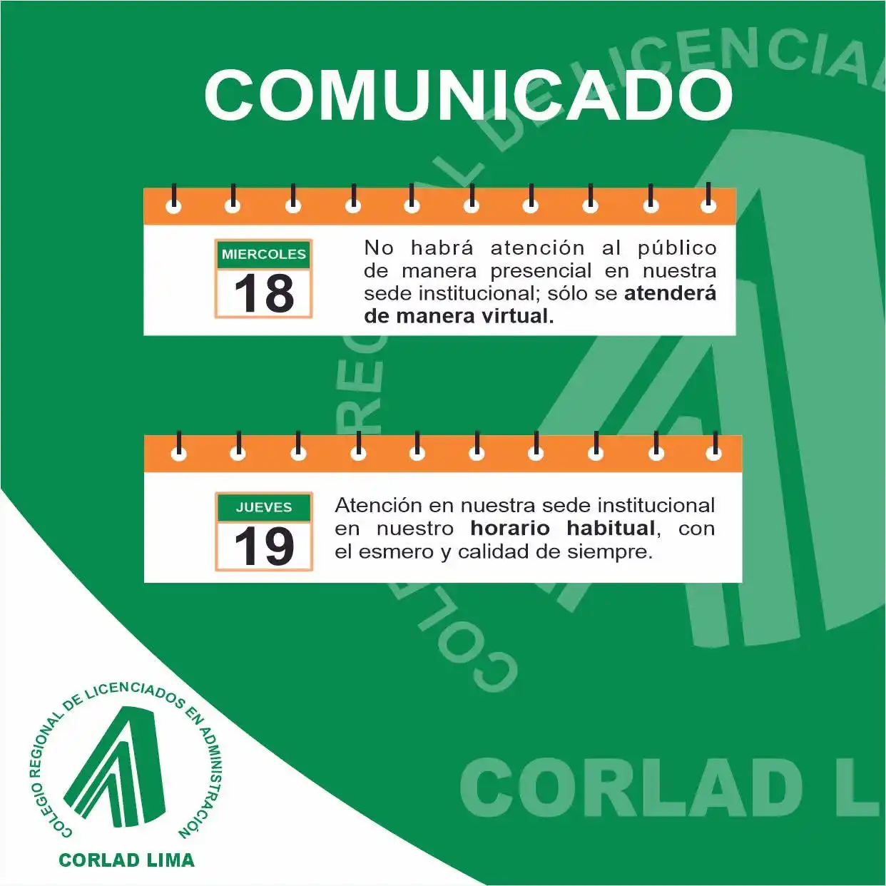 Image from CORLAD LIMA: 🟩🟩 𝗖𝗢𝗠𝗨𝗡𝗜𝗖𝗔𝗗𝗢 𝗔 𝗟𝗢𝗦 𝗠𝗜𝗘𝗠𝗕𝗥𝗢𝗦 𝗗𝗘 𝗟𝗔 𝗢𝗥𝗗�...