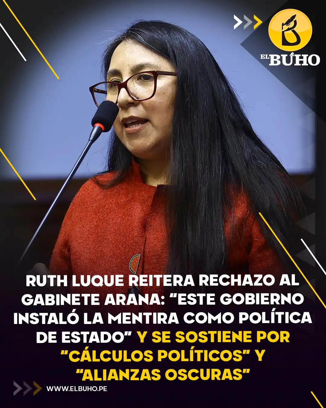 Image from El Búho.pe 🦉: ‼️‼️Durante el debate por el voto de confianza, Ruth Luque rechazó al ...