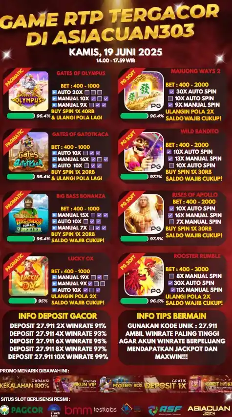 Image from INFO GACOR ASIACUAN303 TERPECAYA 100%: *INFO RTP JACKPOT DAN MAXWIN🔥🔥* _🕰️ JAM GACOR 14:00 - 18:00 WIB 🕰...