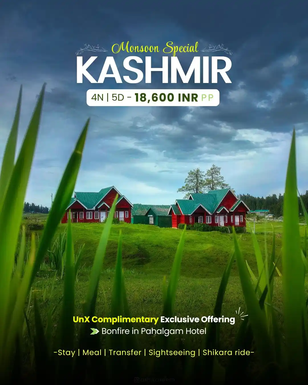 Image from UnXplore - [DMC/B2B]: 🌧️ *Kashmir Monsoon Special - B2C Creative*  - *4N/5D @ ₹18,600 PP* -...