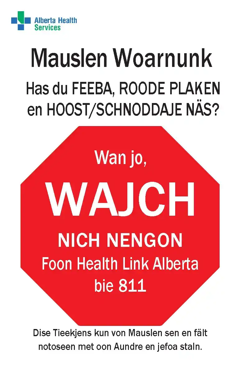 Image from Municipal District of Taber: *LOW GERMAN:* ✨ Maslen (Measles) Outbreak in MD of Taber! Maslen is se...