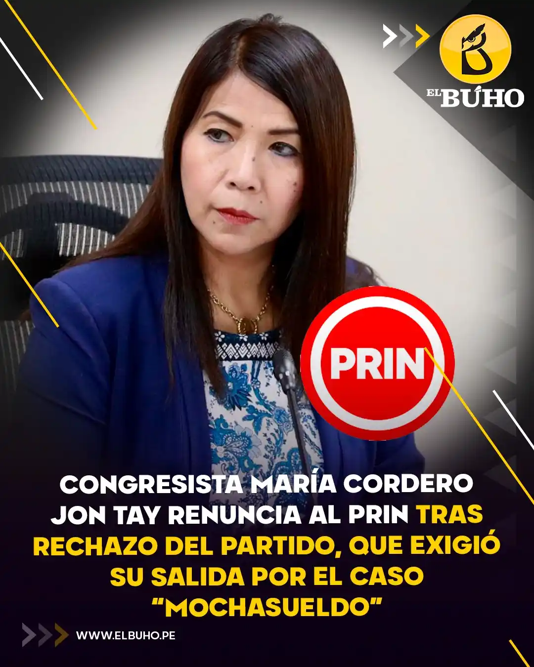 Image from El Búho.pe 🦉: ‼️‼️María Cordero Jon Tay renunció al partido PRIN tras el rechazo de ...