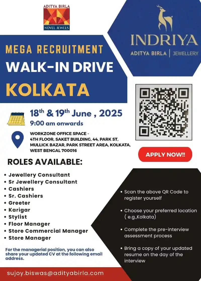 Image from Walk-In Interview Jobs & Careers: 📍Mega Walk-In Drive – Kolkata Location 💼 ✨ An Exciting Career Oppor...