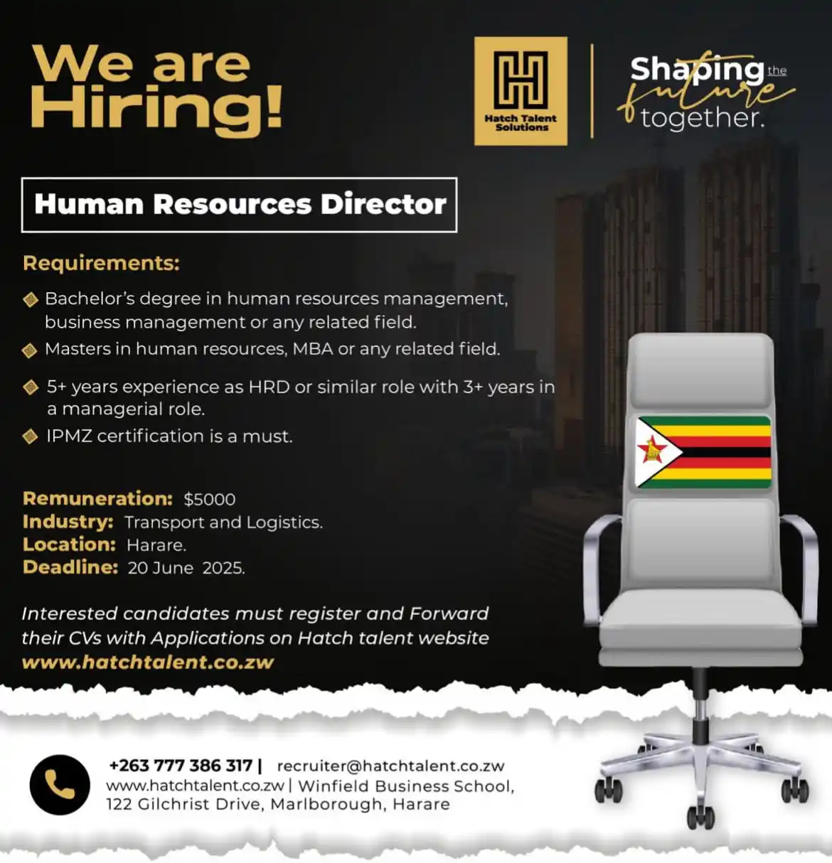 Image from Jobs Connect: 🚨 Now Hiring: Human Resources Director – Harare, Zimbabwe!  Take your...