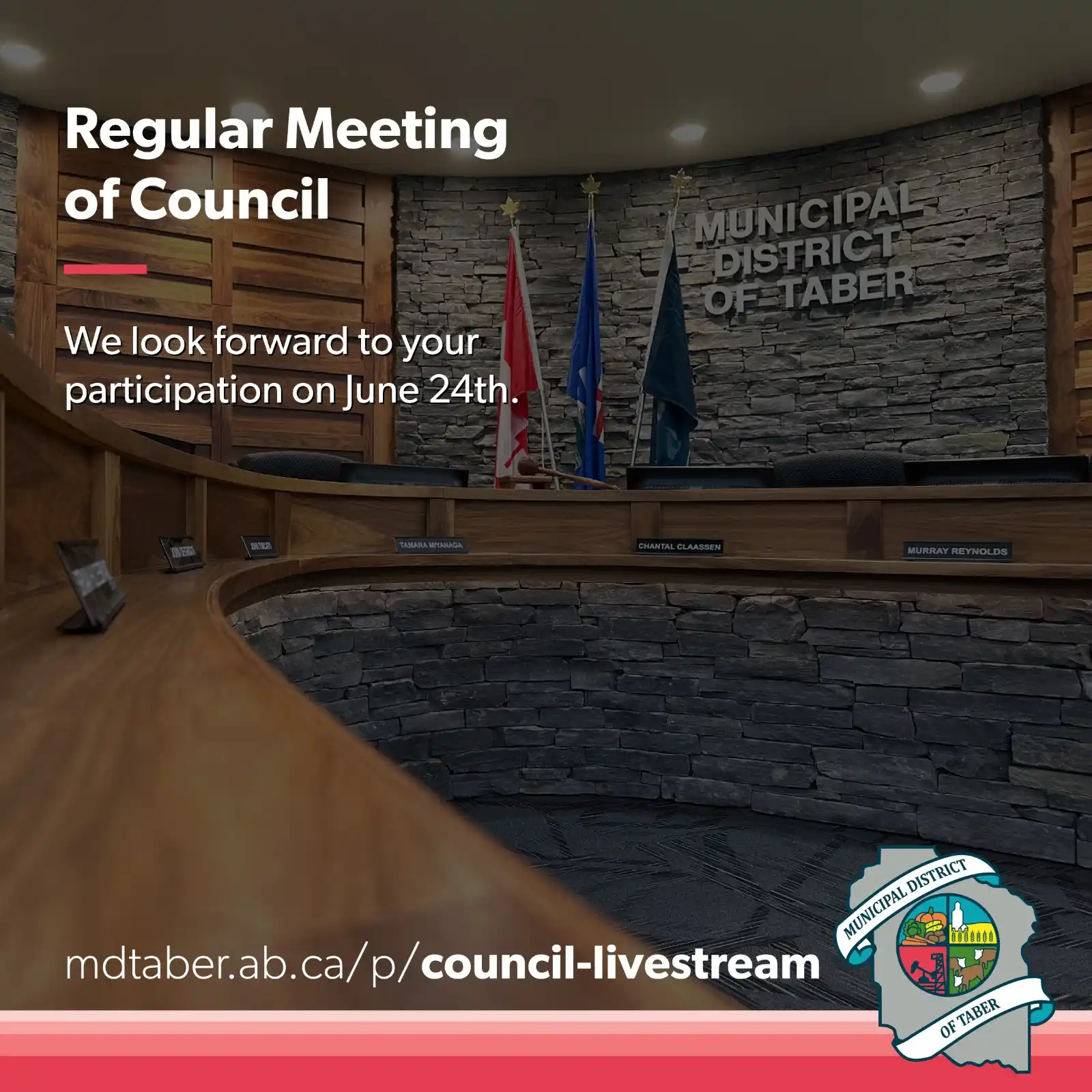 Image from Municipal District of Taber: Our next Regular Council Meeting is scheduled for Tuesday, June 24, 20...