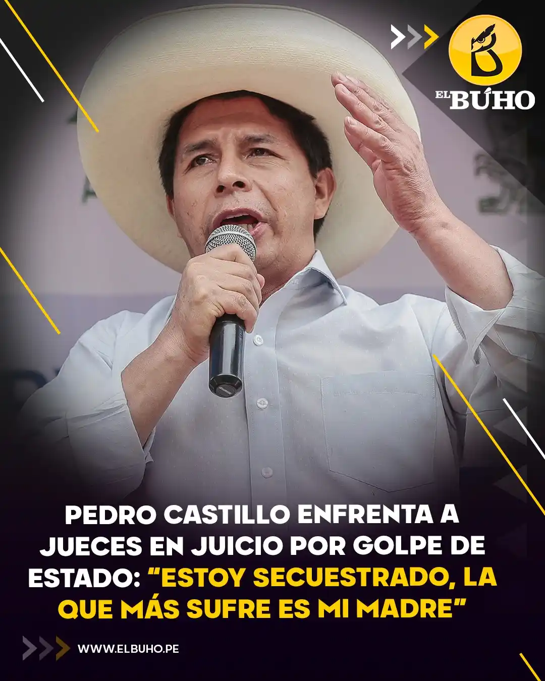 Image from El Búho.pe 🦉: 🔥🔥Pedro Castillo enfrentó a los jueces durante su juicio por rebelió...