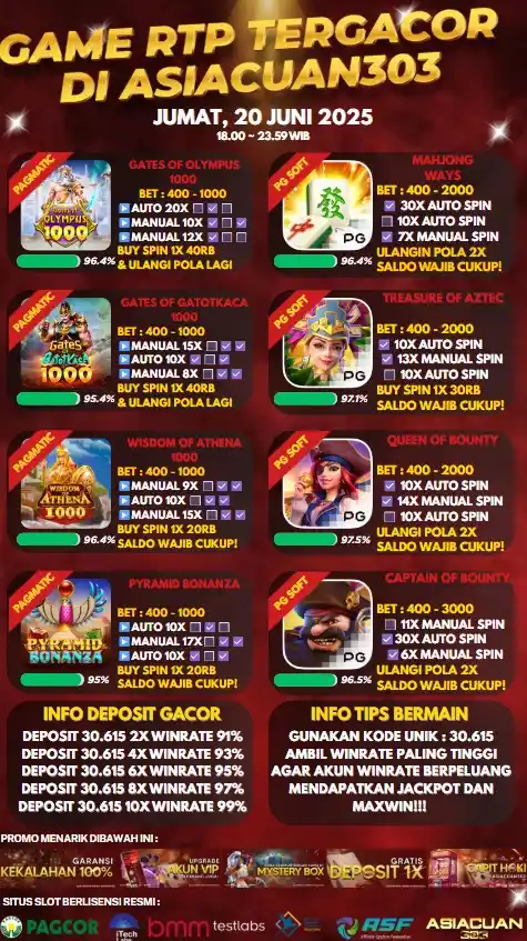 Image from INFO GACOR ASIACUAN303 TERPECAYA 100%: *REKOMENDASI JACKPOT DAN MAXWIN DI 8 GAME MALAM INI🔥🔥* _🕰️ JAM GAC...